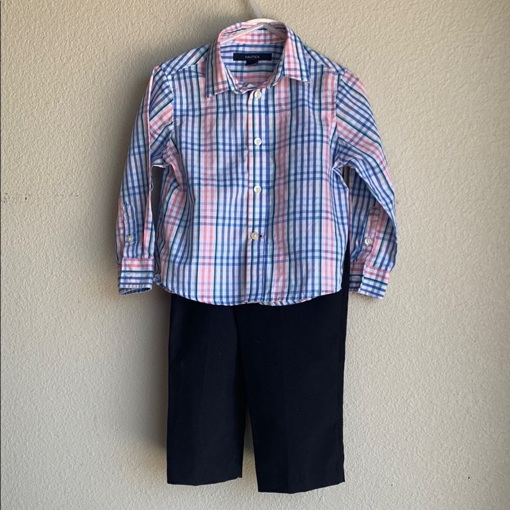 Take 50% OFF- Boys 2pcs Plaid Shirt - Pink and Blue, Size-2T